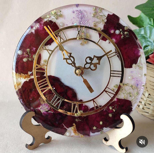 Blooming Hours Floral Resin Table Clock