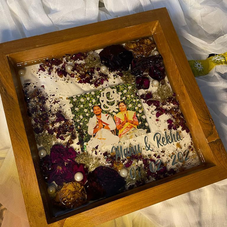Romantic Reverie: Wedding Flowers Preservation in a Stunning Wooden Frame