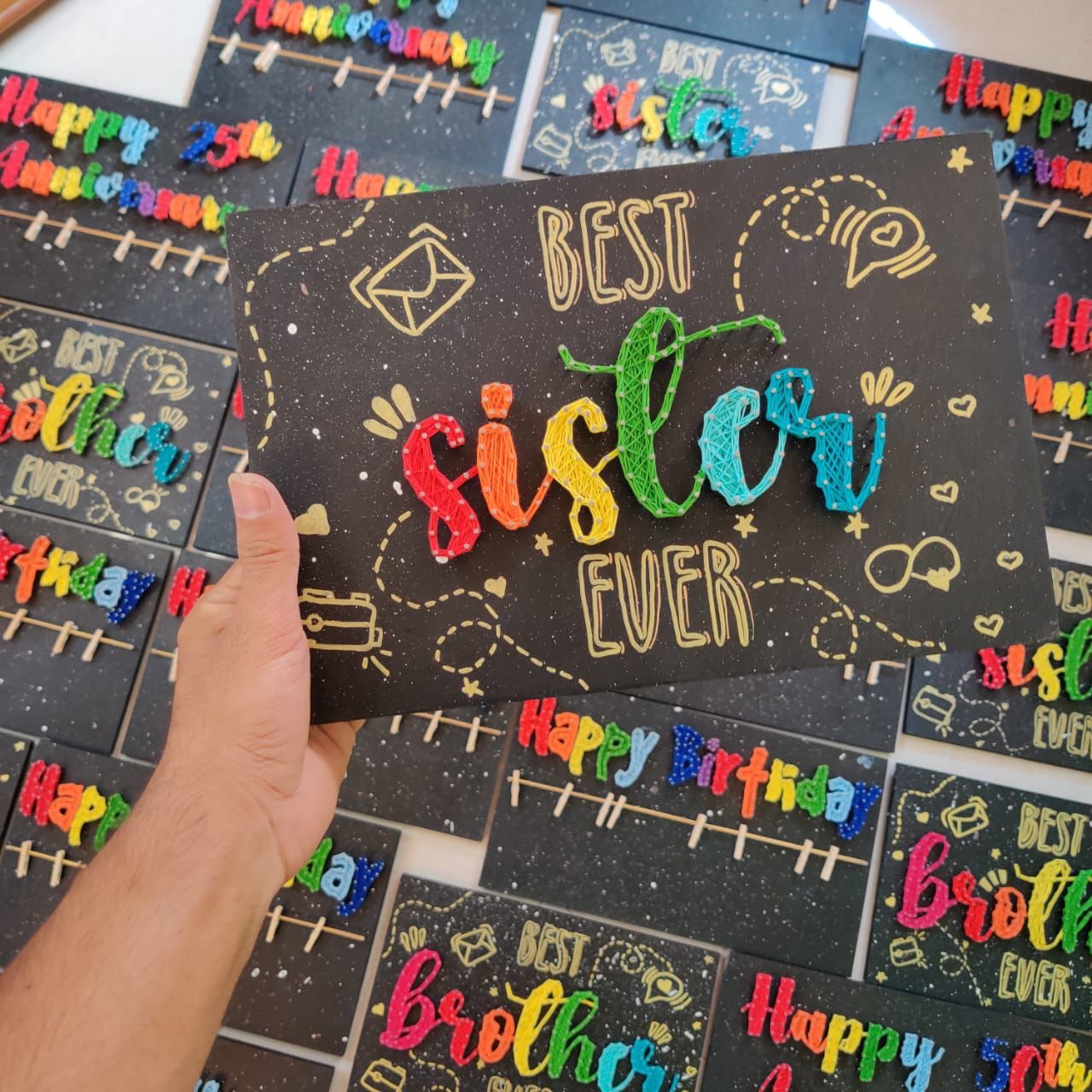 Sisterly Love  Best Sister Ever String Art Name Board