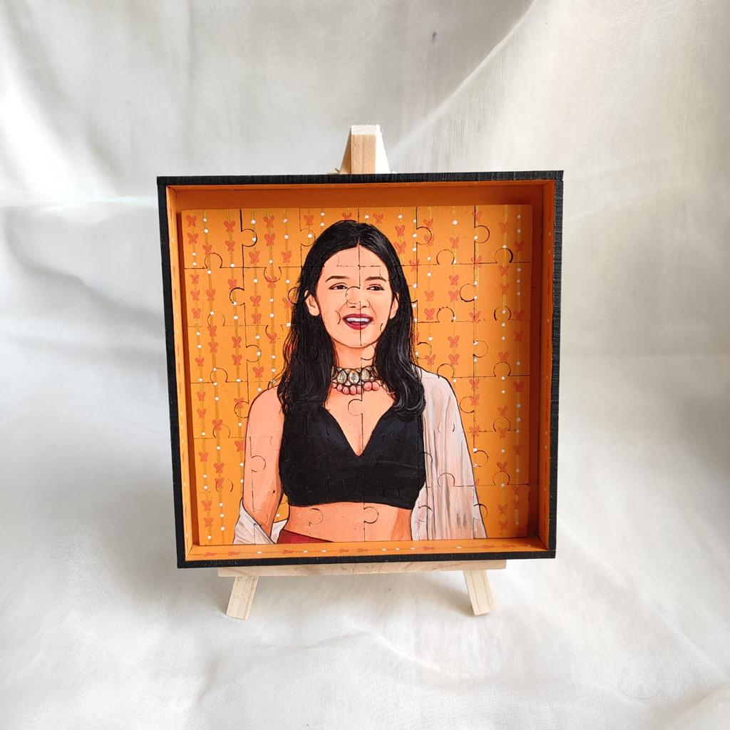 Puzzle Pursuit: 4*4 Inches Artistic Hand-Painted Puzzle for 1 Person