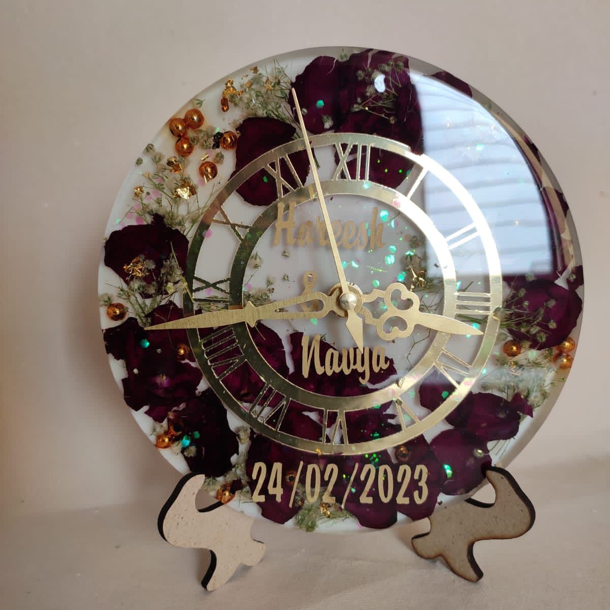 Funky Flower Tick-Tock Handmade Resin Wall Clock