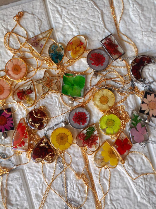 Mystery Floral Resin Pendant