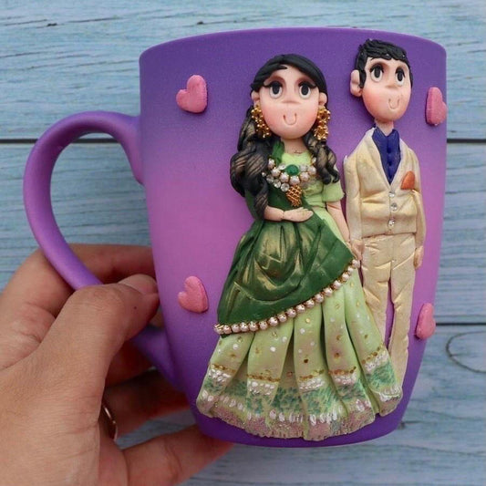 Sip of Happiness: Artistic Polymer Clay Art Coffee Mug for Couples