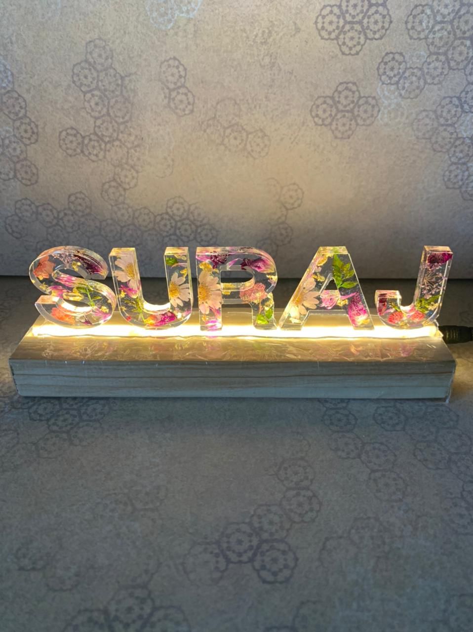 Luminous Letters Personalized Resin Name Lamp with LED Stand