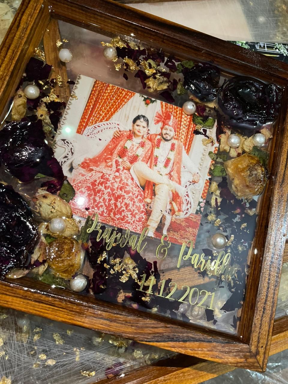 Enchanting Bloom Conservation in Wooden Frame with Picture