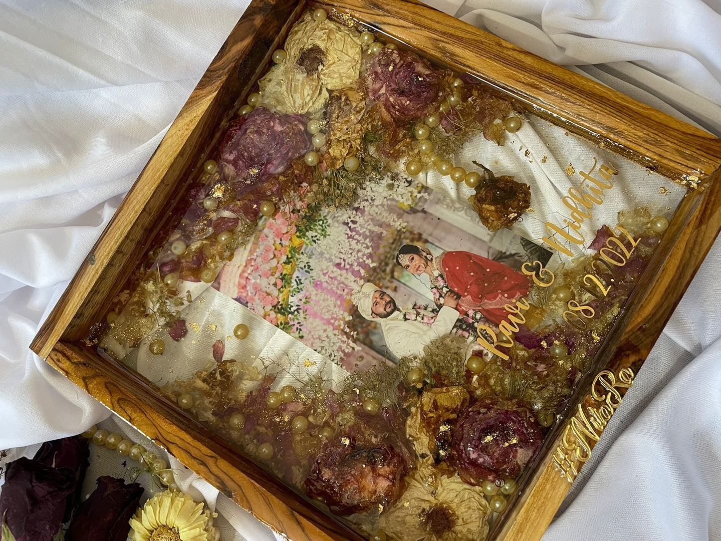 Wooden Frame Resin Varmala Preservation