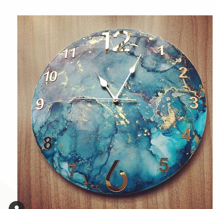 Dark Blue Splash Epoxy Resin Wall Clock