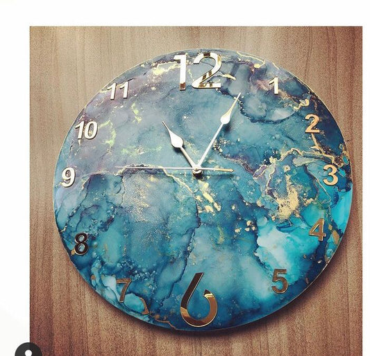 Dark Blue Splash Epoxy Resin Wall Clock