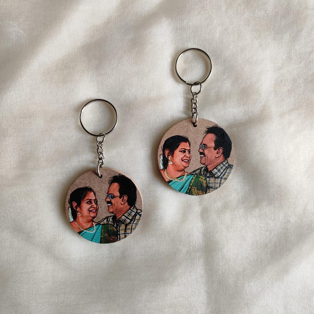 Brushstrokes of Love Personalized Hand Painted Keychain for Couples