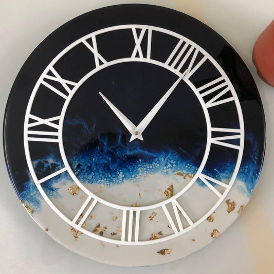 Aquatic Waves Epoxy Resin Wall Clock