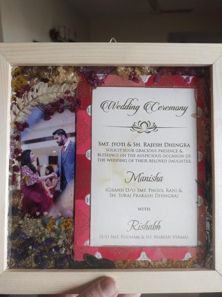 Forever Together: Resin Wedding Card and Couples' Picture Display in Wooden Frame