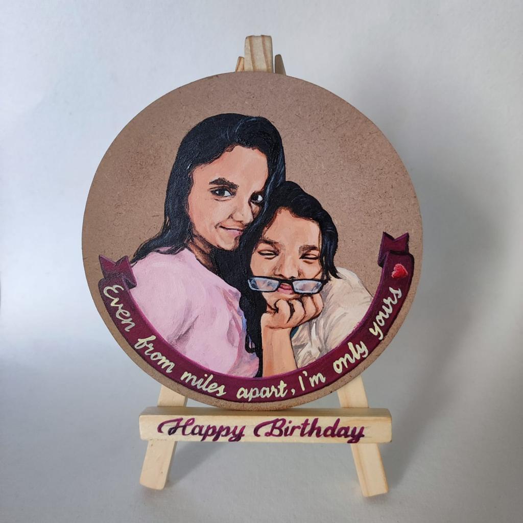 Hand-Painted Portrait on MDF Canvas – 4 Inches