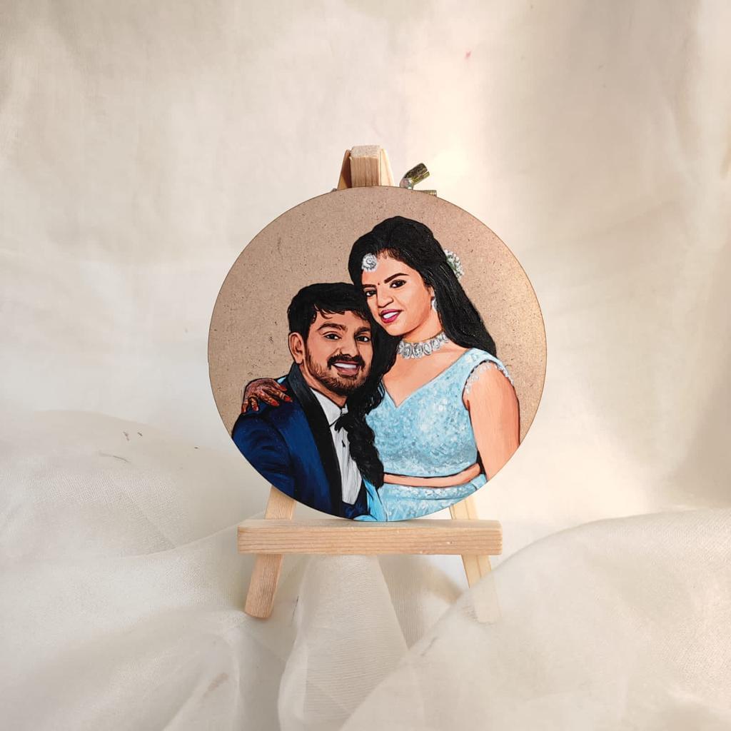 Hand-Painted Portrait on MDF Canvas – 4 Inches