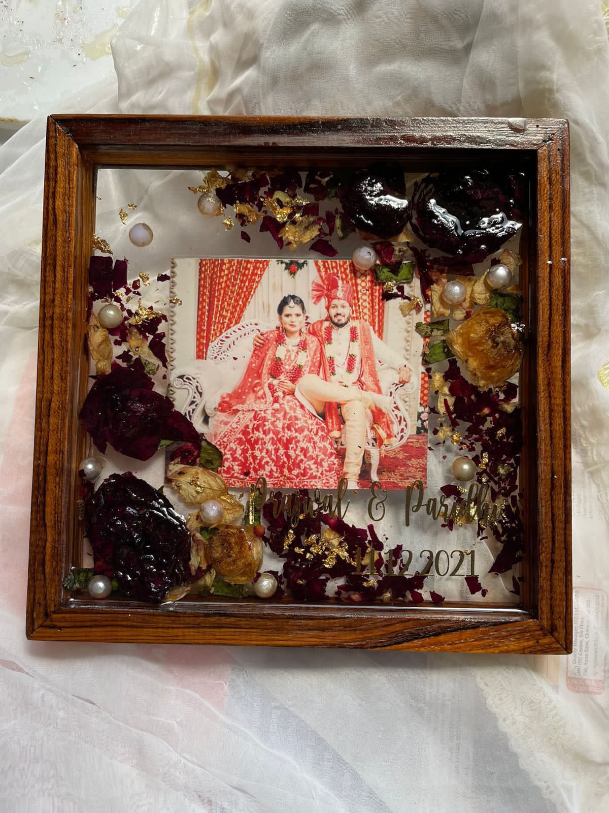 Enchanting Bloom Conservation in Wooden Frame with Picture