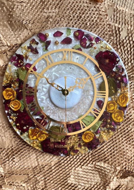 Luxury Floral Resin Clock