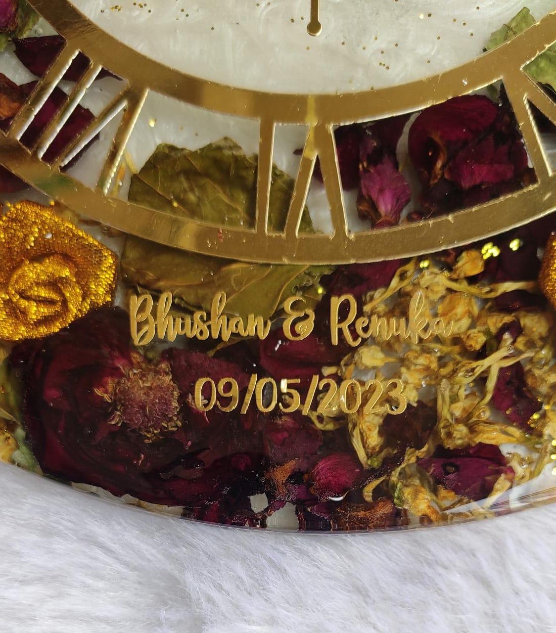 Luxury Floral Resin Clock