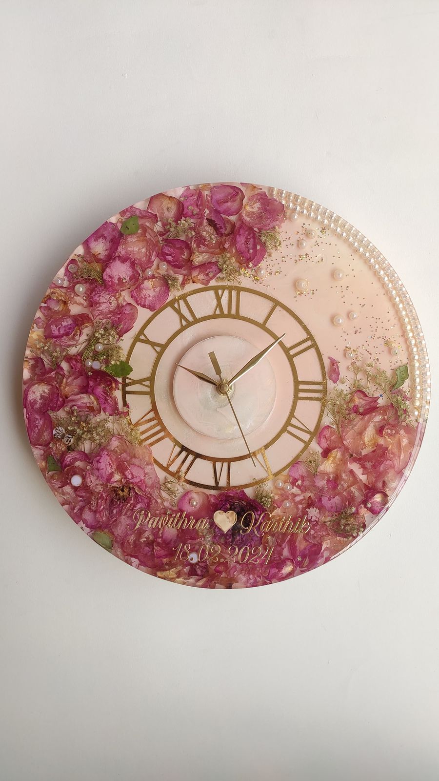 Love in Bloom Resin Clock
