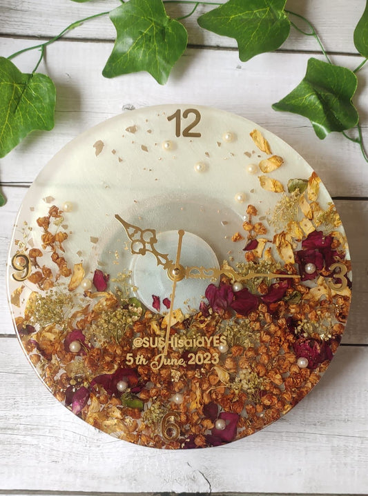 Personalized Botanical Resin Keepsake Clock