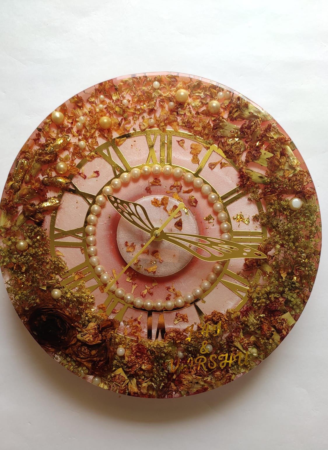 Golden Memories Resin Clock