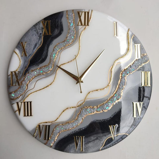 Abstract Geode Resin Clock