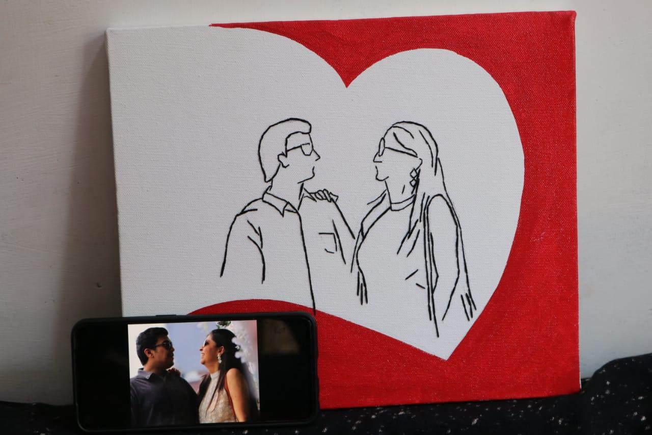 Heartfelt Lines: Personalized Couple Line Art Canvas