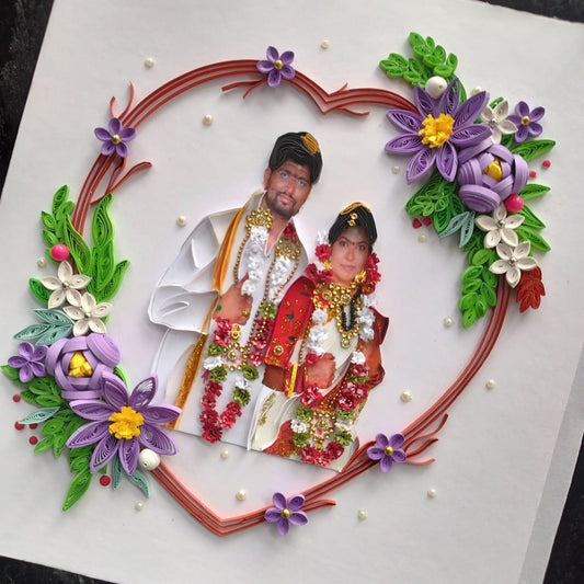 Handmade Paper Quilled Wedding Photo Frame