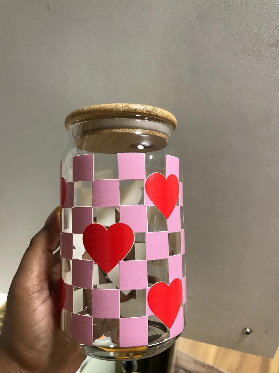 Daisy Floral Glass Cup with Bamboo Lid