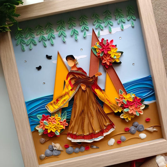Indian Sari Quilled Art Frame