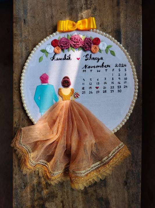 Embroidered Wedding Calendar Hoop