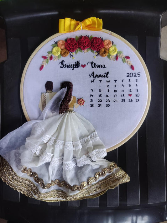 Embroidered Wedding Calendar Hoop