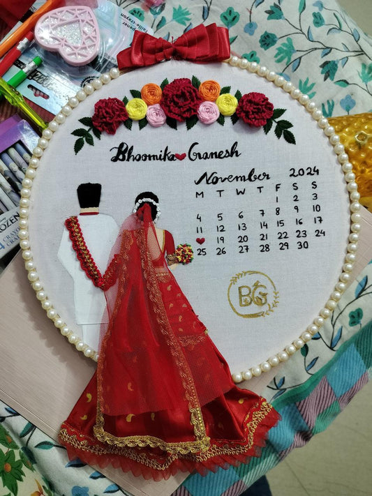 Embroidered Wedding Calendar Hoop