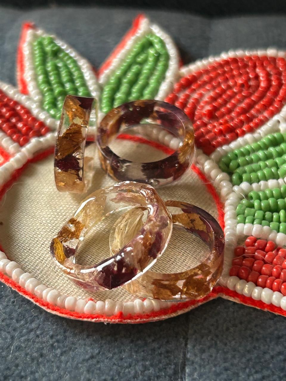 Handmade Resin Rings with Preserved Flowers