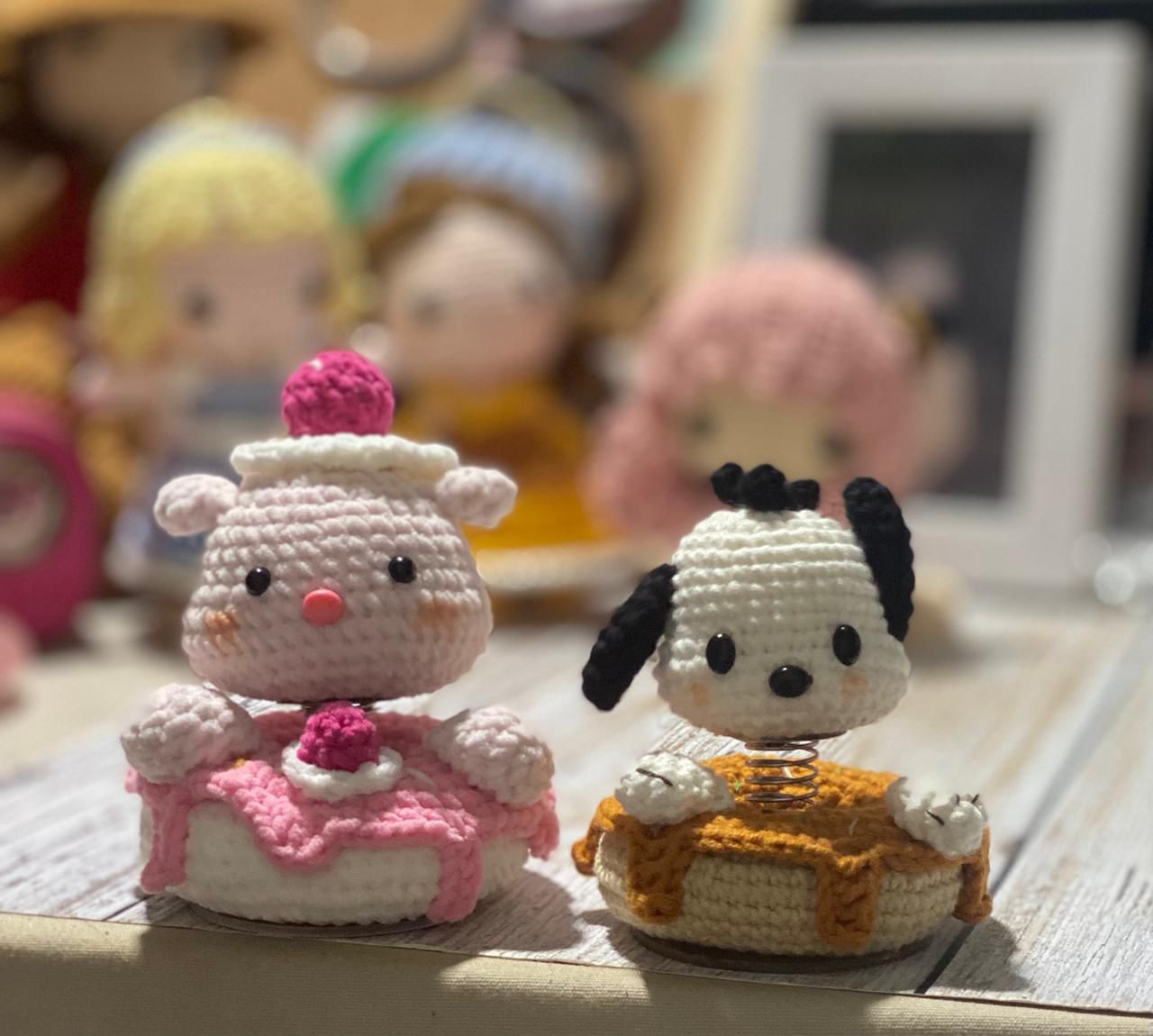 Handmade Crocheted Pochacco and Friend Figurines