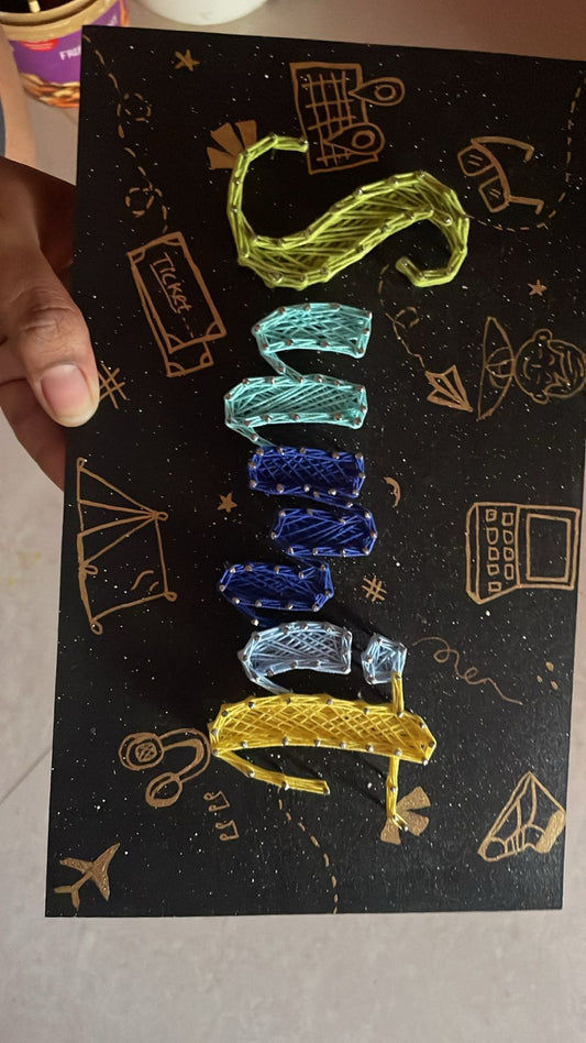 Custom String Art Name Plaque with Travel Designs