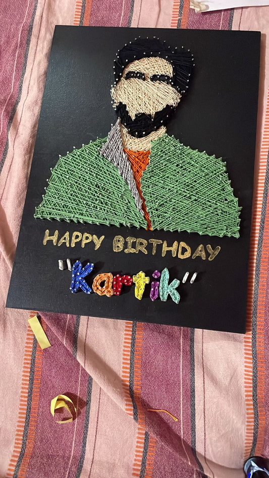 Custom String Art Portrait with Birthday Message