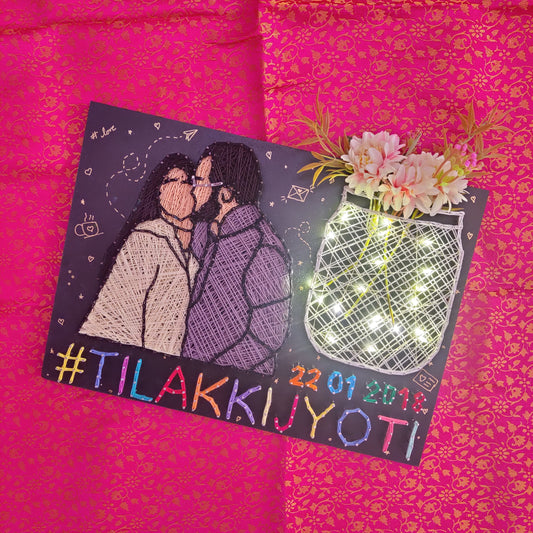 Custom String Art Portrait with Light-Up Jar and Personalization