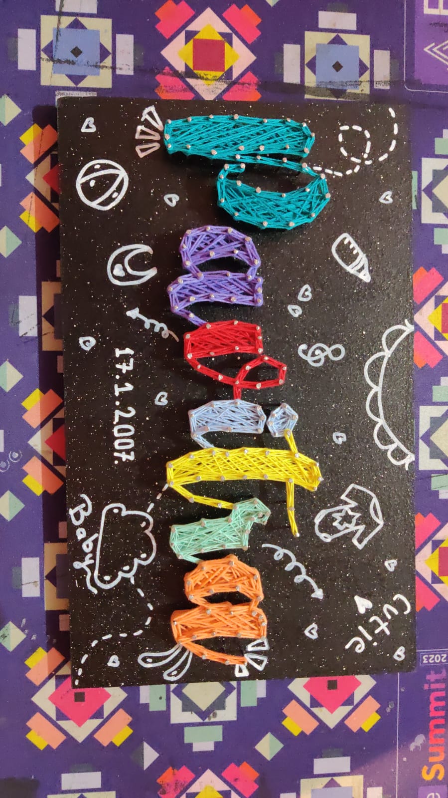 Custom String Art Abstract Design with Baby Theme