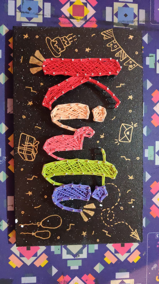 Custom String Art Abstract Design with Celebration Elements