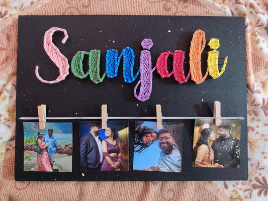 Custom String Art Name Plaque with Photo Display