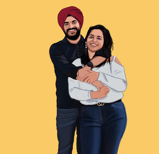 Digital Couple Portrait with Solid Background"