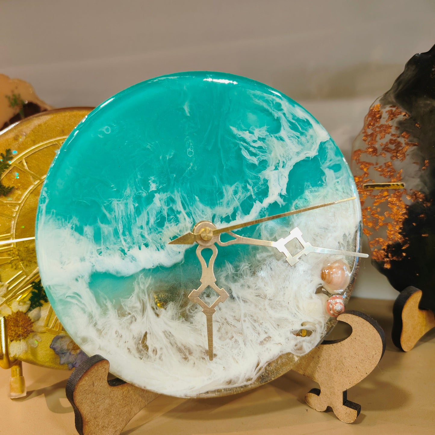 Beach View Epoxy Resin Table Clock