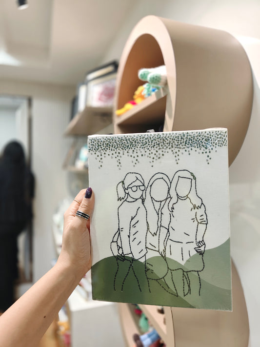 BFF Bridesmaid Customized Portrait on Canvas Embroidery