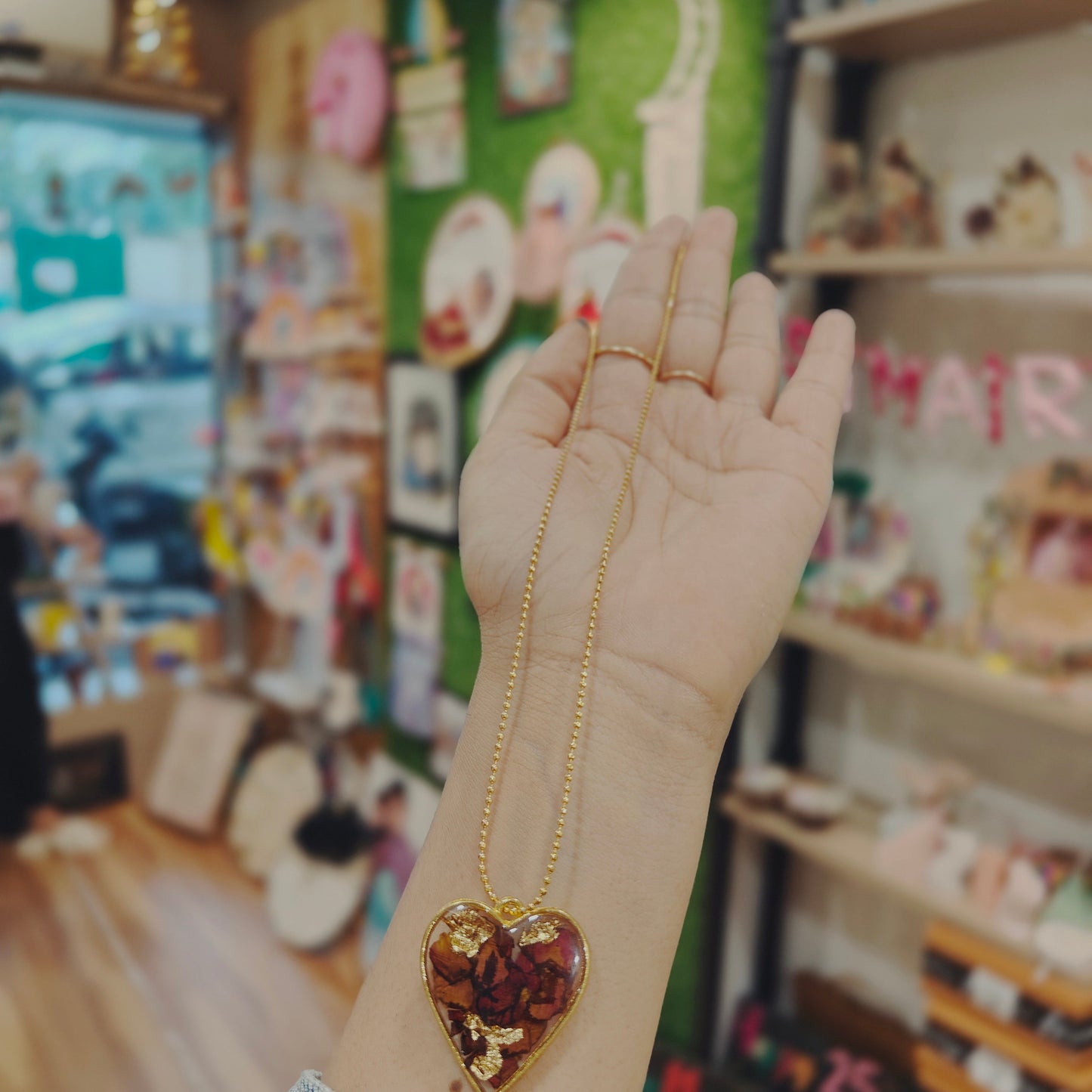 Real Flower Heart Shaped Pendant