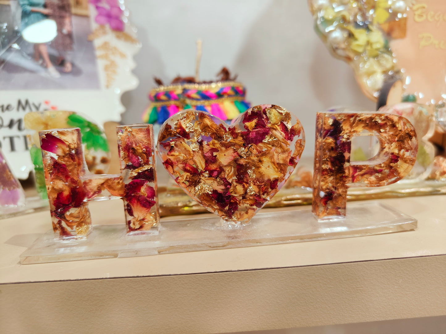 H and P Heartbond Resin Initials