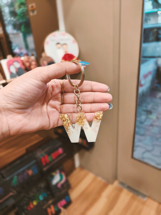 Resin Letter Charm Keychain