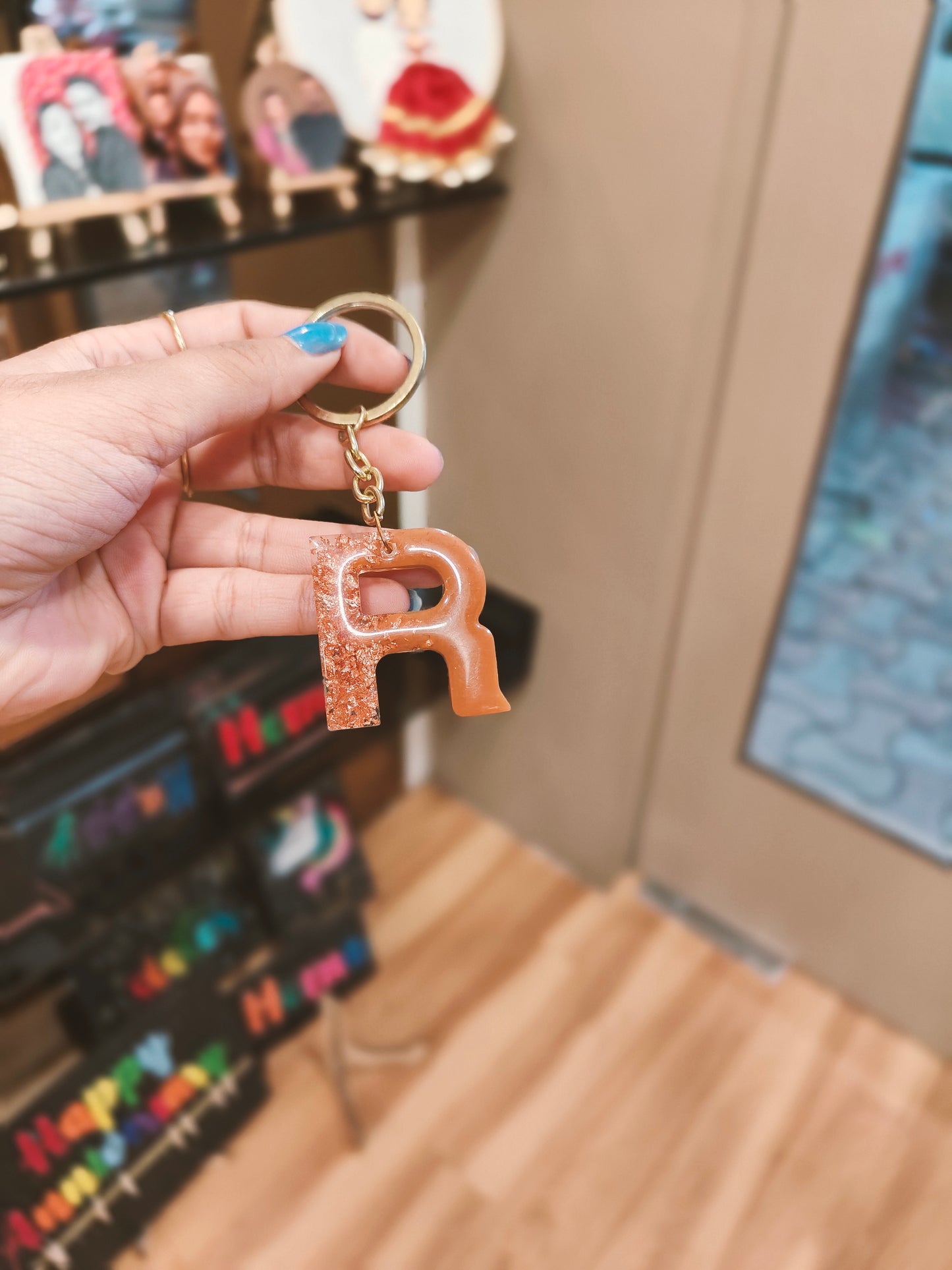 Radiant 'R' Resin Keychain