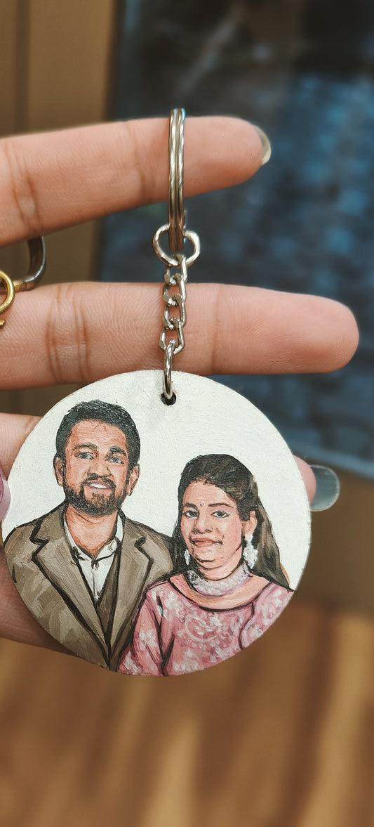 Customized Photo Hand Painted Circle Keychain