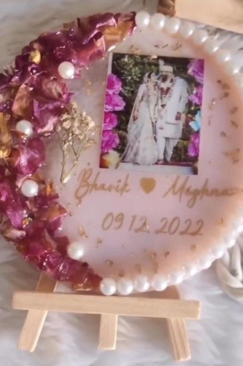 One-of-a-Kind - Jaimala Preservation in Photo Frame with Pearls