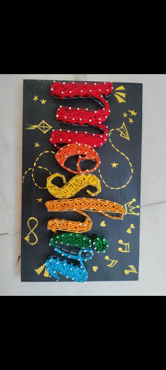 String Art Name Plaque with Graphic Accents