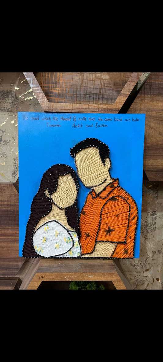 Personalized String Art Couple Portrait with Custom Message